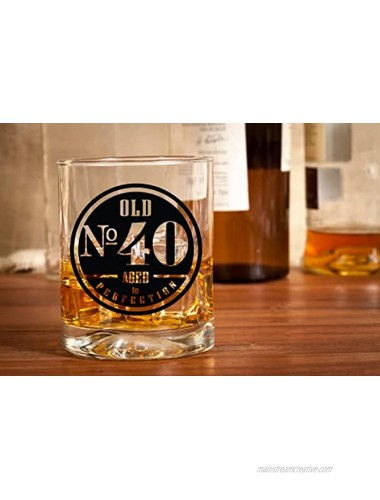 Old No. 40 Whiskey Glass For Men 40th Birthday Gifts for Him Unique Scotch Glass 40th Birthday Decorations and Party Supplies Perfect 40th Anniversary Idea for Dad Husband grandpa Friend