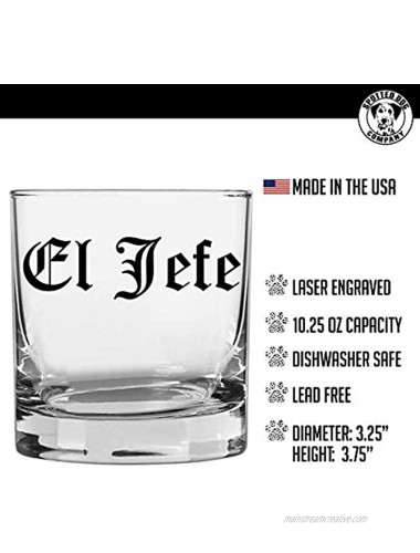 Printed 10.25oz Whiskey Glass El Jefe The Boss Old Tyme