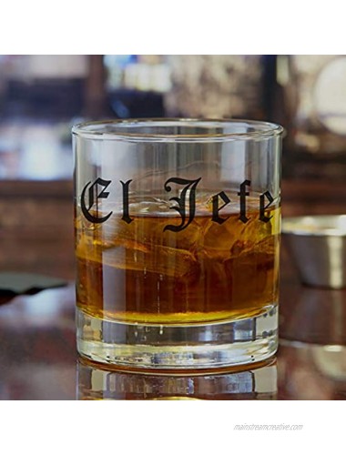 Printed 10.25oz Whiskey Glass El Jefe The Boss Old Tyme
