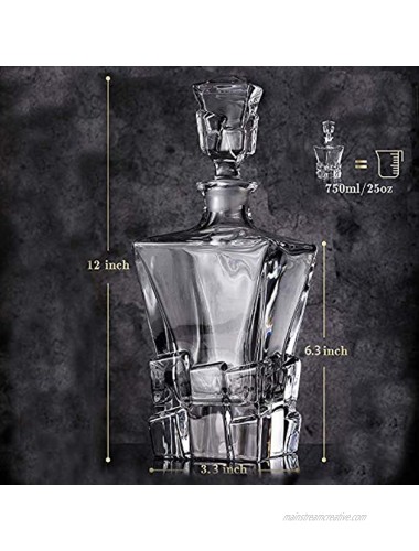 SIAMO Crystal Whiskey Decanter Liquor Decanter 26 oz with Glass Stopper- for Scotch Whisky Wine or Vodka
