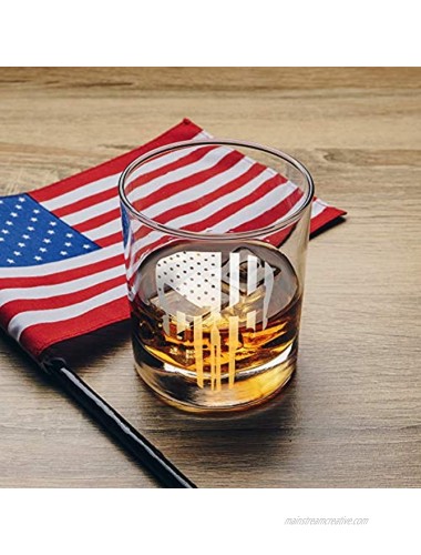 Skull American Flag Old Fashioned Whiskey Rocks Bourbon Glass 10 oz capacity Made in the USA