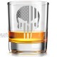 Skull American Flag Old Fashioned Whiskey Rocks Bourbon Glass 10 oz capacity Made in the USA
