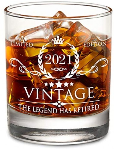 The Legend Has Retired 2021- Limited Edition Retirement Gifts for Men Women – Happy Funny Retirement Gag Gifts Idea for Coworkers Friends Him Her 11 oz Bourbon Scotch Whiskey Glass