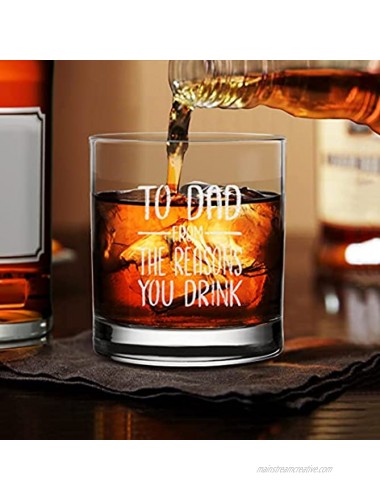 To Dad From The Reasons You Drink Whiskey Glass Funny Gift for Dad from Daughter Son Kids