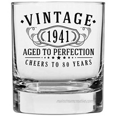 Vintage 1941 Printed 10.25oz Whiskey Glass 80th Birthday Aged to Perfection 80 years old gifts