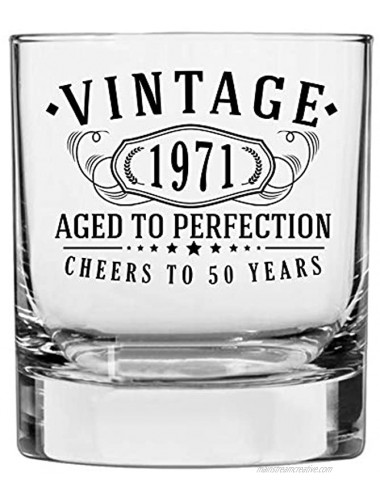 Vintage 1971 Printed 10.25oz Whiskey Glass 50th Birthday Aged to Perfection 50 years old gifts