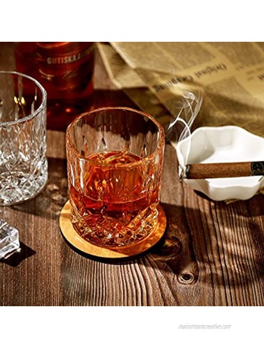 Whiskey Glasses Set of 4,Old Fashioned Glasses Rocks Barware,Etched Heavy Tumbler for Scotch Bourbon Tequila Cocktail Gin Vodka,Whiskey Gifts for Men Husband Dad Grandpa,10oz