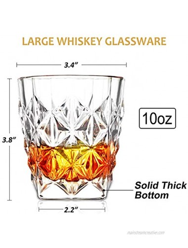 Whiskey Glasses Whiskey Glass Set of 2 Veecom 10oz Old Fashioned Bourbon Glasses Diamond Rocks Glass for Scotch Cocktail Bar Drink Glasses Whiskey Gifts for Men Dad Birthday