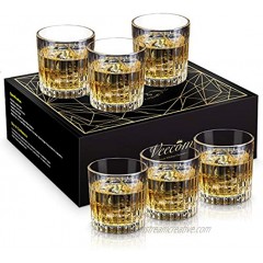 Whiskey Glasses Whiskey Glass Set of 6 veecom Old Fashioned Scotch Whiskey Glass Gifts for Men Stripe Design Rocks Glasses for Bourbon Cocktails Stripe