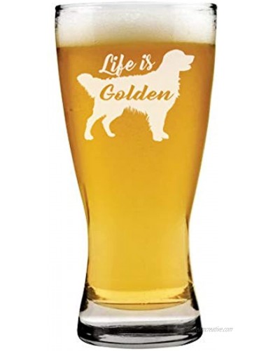 15 oz Beer Pilsner Glass Golden Retriever 'Life is Golden'