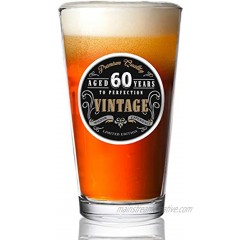 1961 Vintage Edition 60th Birthday Beer Glass for Men and Women 60th Anniversary 16 oz- Happy Birthday Pint Beer Glasses for 60 Year Old | Classic Birthday Gift Reunion Gift for Dad Him or Her