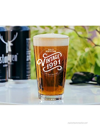 30th Birthday Gifts for Men 1991 Birthday Gifts for Men Vintage 16 oz Beer Pint Glass 30 Year Old Birthday Gifts for Men Dad Husband Brother Him Son 30th Birthday Presents Ideas