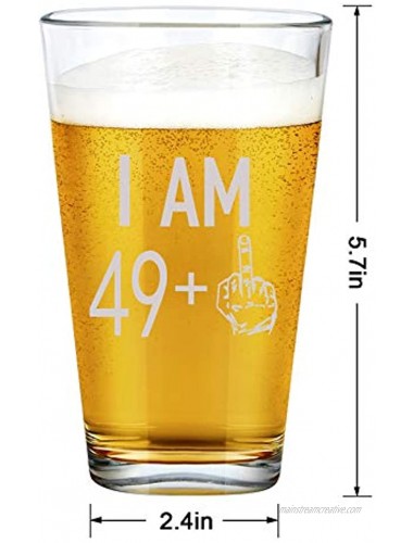 49 + One Middle Finger Beer Glass 50th Pint Glass 50th Birthday Gifts for Men Dad Grandpa Brother Husband Friends Gift Idea for Birthday Christmas