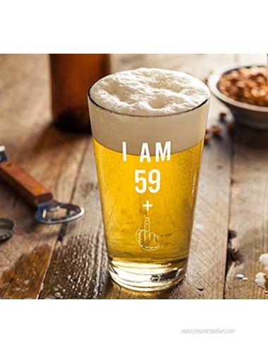 59 + One Middle Finger 60th Birthday Gifts for Men Women Beer Glass – Funny 60 Year Old Presents 16 oz Pint Glasses Party Decorations Supplies Craft Beers Gift Ideas for Dad Mom Husband Wife 60 th
