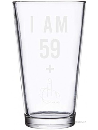 59 + One Middle Finger 60th Birthday Gifts for Men Women Beer Glass – Funny 60 Year Old Presents 16 oz Pint Glasses Party Decorations Supplies Craft Beers Gift Ideas for Dad Mom Husband Wife 60 th