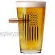 American Flag Pint Drink glasses .50 Caliber Designed Hand Blown Large Size Glasses USA Patriotic Gift .50 Cal Projectile Beer Glass 16 Oz.
