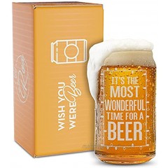 Beer Can Glass-It's The Most Wonderful Time For A Beer-Funny Christmas Present for Men and Women