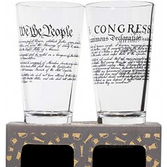 BEER PINT GLASS | CONSTITUTION DECLARATION OF INDEPENDENCE 2-PK | 360° PRINT | Quality 16oz Drinking Glasses | MADE IN USA from LUCKY SHOT