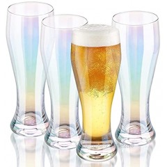 Cyimi Beer Glasses Set of 4 Iridescent Pilsner Beer Glasses 18 Oz Pint Glass for Beers Ales and Cocktails Colorful Drinking Glassware Set for Men Home Kitchen Bar and Party