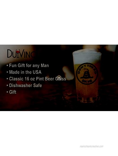 Don’t Tread On Me-Beer Pint Glass 16oz- Great Gift for Dad Mom GOP Conservative Friend Political Collector Gadsden fan- USA Made