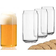 Ecodesign Drinkware Beer Glass Can Shaped 20 oz Beer Glasses 4 Pack w coasters