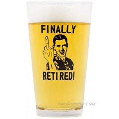 Funny Retirement Gift Finally Retired Middle Finger Novelty Beer Glass