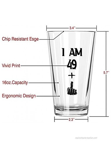 I Am 49+ 1 Middle Finger 16 oz Pint Glasses Party Decorations Supplies Funny 50th Birthday Beer Glass Funny 50th Birthday Gifts for Men or Him Craft Beers Gift Ideas for Dad Mom Husband Wife 50 th