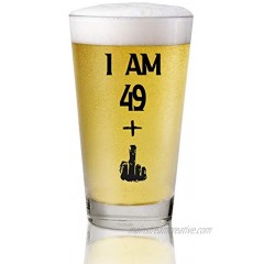 I Am 49+ 1 Middle Finger 16 oz Pint Glasses Party Decorations Supplies Funny 50th Birthday Beer Glass Funny 50th Birthday Gifts for Men or Him Craft Beers Gift Ideas for Dad Mom Husband Wife 50 th