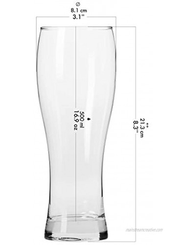 KROSNO Tall Beer Pint Glasses | Set of 6 | 16.9 oz | Chill Collection | Perfect for Home Restaurants and Parties | Dishwasher and Microwave Safe