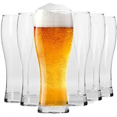 KROSNO Tall Beer Pint Glasses | Set of 6 | 16.9 oz | Chill Collection | Perfect for Home Restaurants and Parties | Dishwasher and Microwave Safe