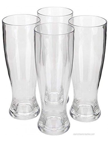 Lily's Home Unbreakable Classic Beer Pilsner Glasses Made of Shatterproof Tritan Plastic and Ideal for Indoor and Outdoor Use Reusable – Set of 4 18 Ounces