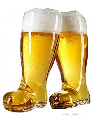 MyGift 2 Liter Das Boot Style Beer Glasses Large German Stein for Oktoberfest Theme Set of 2