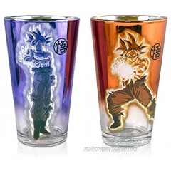 Official Dragon Ball Super Goku Pint Beer Glasses Purple and Orange color Set of 2 16 oz