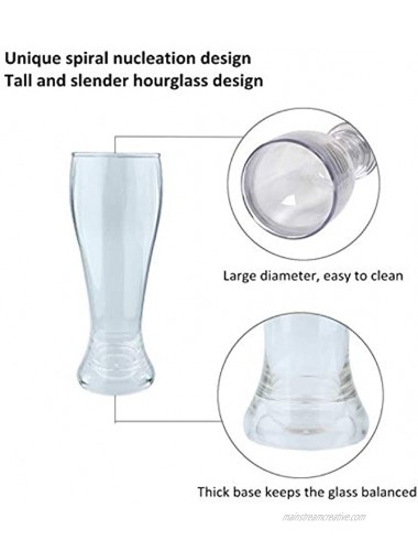 Plastic Pilsner Glasses 16 oz Unbreakable Classic Beer Glasses Clear Drinking Glass BPA Free Set of 4）