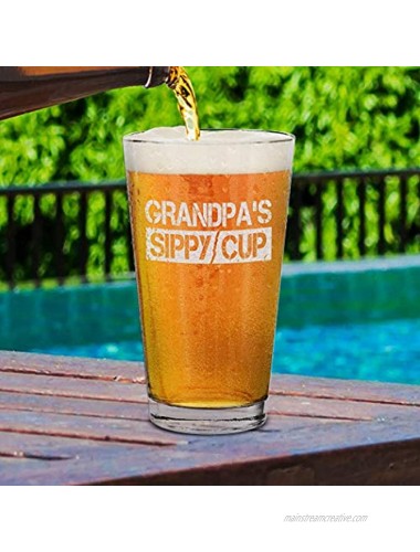 Shop4Ever Grandpa's Sippy Cup Laser Engraved Beer Pint Glass Gift for New Grandpa To Be Promoted To Grandpa