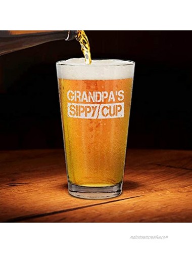 Shop4Ever Grandpa's Sippy Cup Laser Engraved Beer Pint Glass Gift for New Grandpa To Be Promoted To Grandpa