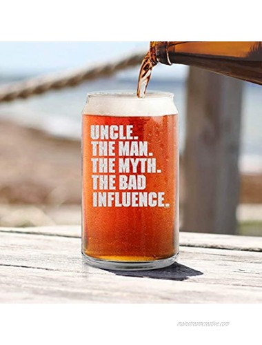 Shop4Ever Uncle. The Man. The Myth. The Bad Influence. Engraved Beer Can Glass Funny Uncle Glass Gift
