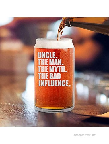 Shop4Ever Uncle. The Man. The Myth. The Bad Influence. Engraved Beer Can Glass Funny Uncle Glass Gift