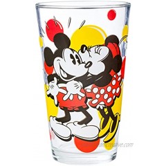 Silver Buffalo Disney's Classic Mickey and Minnie Kiss Dots Gift Box 16-Ounces Pint Glass 1 Count Pack of 1 Red and Black