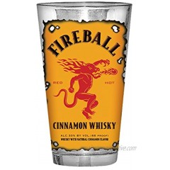 Silver Buffalo Fireball Whiskey Label Pint Glass 1 Count Pack of 1 Multicolor