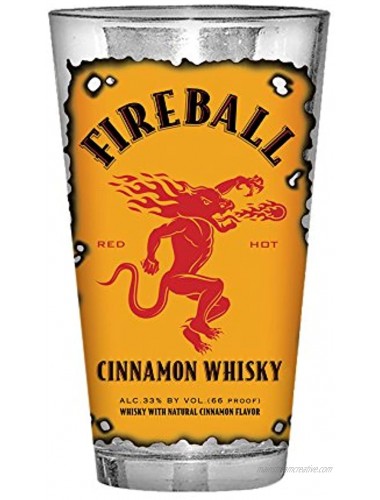 Silver Buffalo Fireball Whiskey Label Pint Glass 1 Count Pack of 1 Multicolor