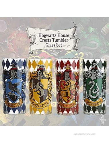 Silver Buffalo Harry Potter Hogwarts House Crests Tumbler Set 4-Pack 10 Oz