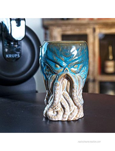 SUMMIT COLLECTION Cthulhu Creature Beer Ceramic Pint Glass 16 fl oz Novelty Drinkware Blue White