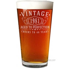Vintage 1981 Etched 16oz Pint Beer Soda Glass 40th Birthday Aged to Perfection 40 years old gifts