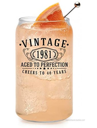 Vintage 1981 Printed 16oz Glass Beer Can 40th Birthday Aged to Perfection 40 years old gifts