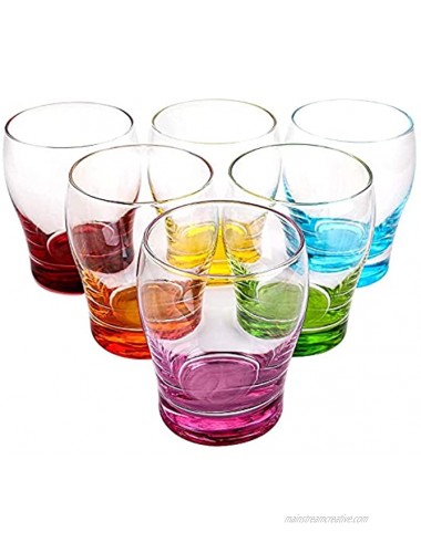 WUWEOT 6 Pack Colored Beer Glasses Vibrant Splash Stemless Wine Glasses Set with Colored Bottom for Women Men Friends Idea Gift for Festival Wedding Birthday Party 10OZ 6 Colors