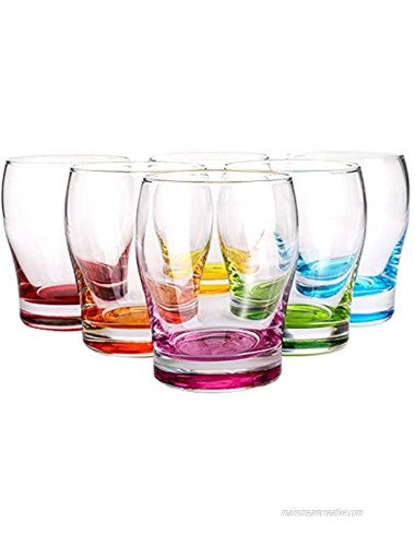 WUWEOT 6 Pack Colored Beer Glasses Vibrant Splash Stemless Wine Glasses Set with Colored Bottom for Women Men Friends Idea Gift for Festival Wedding Birthday Party 10OZ 6 Colors