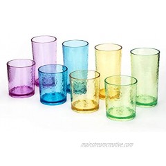 14-ounce and 20-ounce Acrylic Glasses Plastic Tumbler set of 8 Multicolor Hammered Style Dishwasher Safe BPA Free