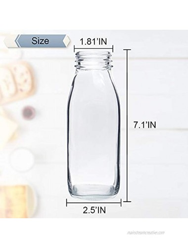 16oz Glass Milk Bottles with Reusable Metal Twist Lids and Straws for Beverage Glassware and Drinkware Parties Weddings BBQ Picnics 6 Pack