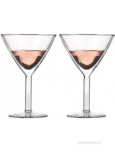 Amlong Crystal Double Wall Martini Glasses 10 oz. Set of 2 Pieces